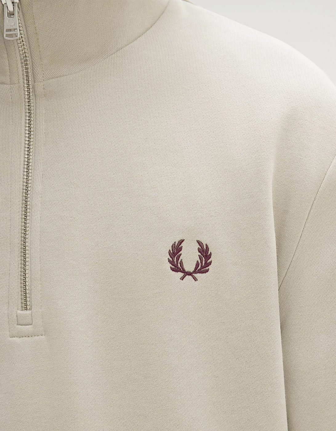 Mens Half Zip Sweatshirt - Warm Oat/Court Green/Burnt Tobacco 50A