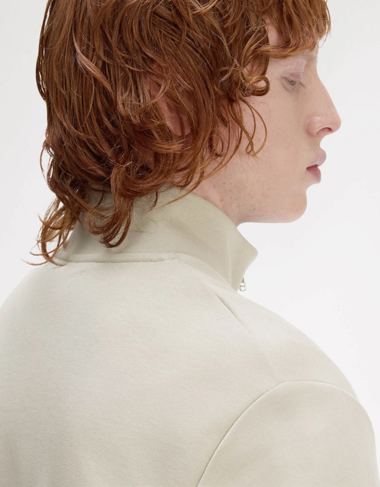 Mens Half Zip Sweatshirt - Warm Oat/Court Green/Burnt Tobacco 50A