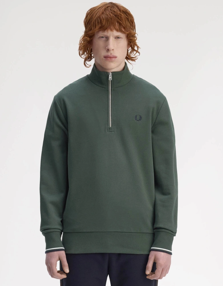 Mens Half Zip Sweatshirt - Court Green/Snow White/Navy 53A