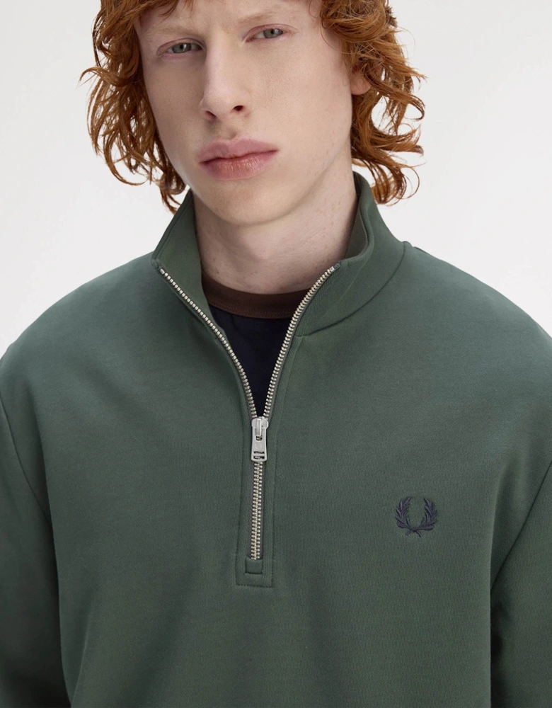 Mens Half Zip Sweatshirt - Court Green/Snow White/Navy 53A