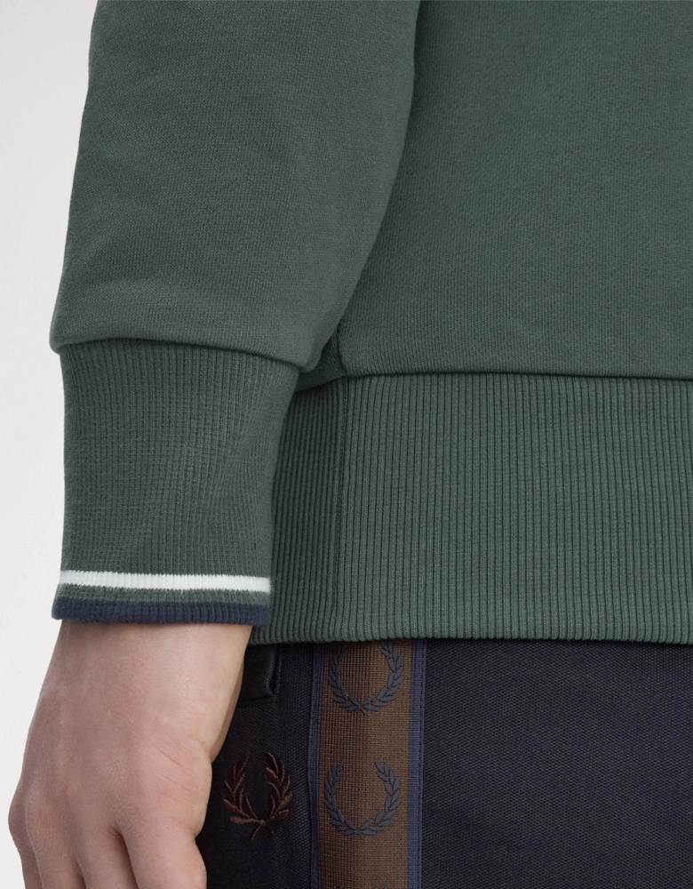 Mens Half Zip Sweatshirt - Court Green/Snow White/Navy 53A