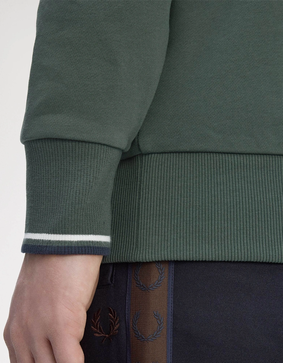 Mens Half Zip Sweatshirt - Court Green/Snow White/Navy 53A
