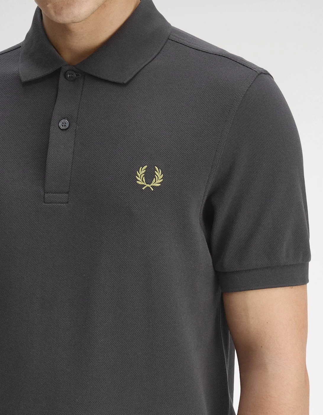 Mens Plain Signature Polo Shirt - Anchor Grey/Tennis Ball Yellow 58A
