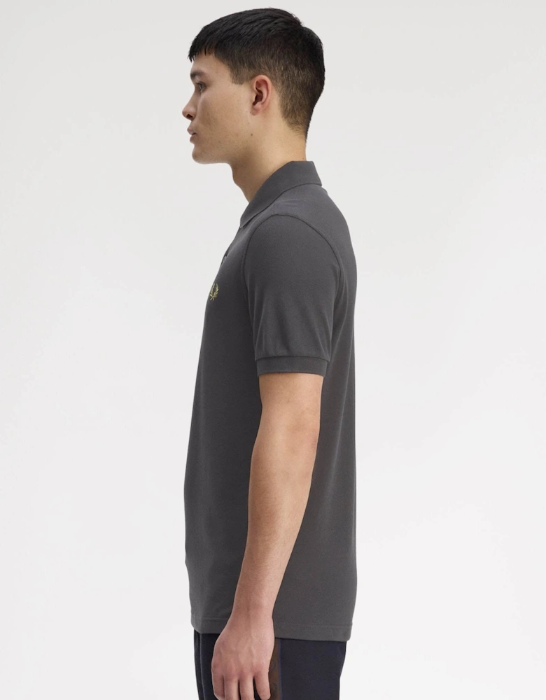 Mens Plain Signature Polo Shirt - Anchor Grey/Tennis Ball Yellow 58A