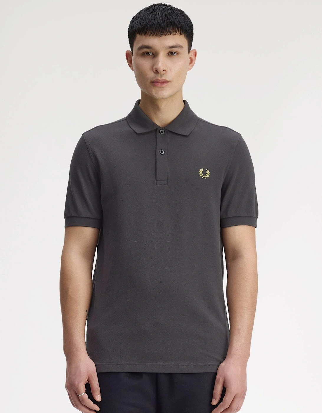 Mens Plain Signature Polo Shirt - Anchor Grey/Tennis Ball Yellow 58A, 6 of 5