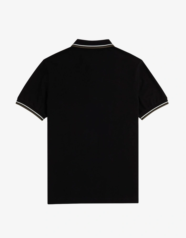Mens Twin Tipped Signature Polo Shirt - Black/Ecru/Laurel Wreath Green W54