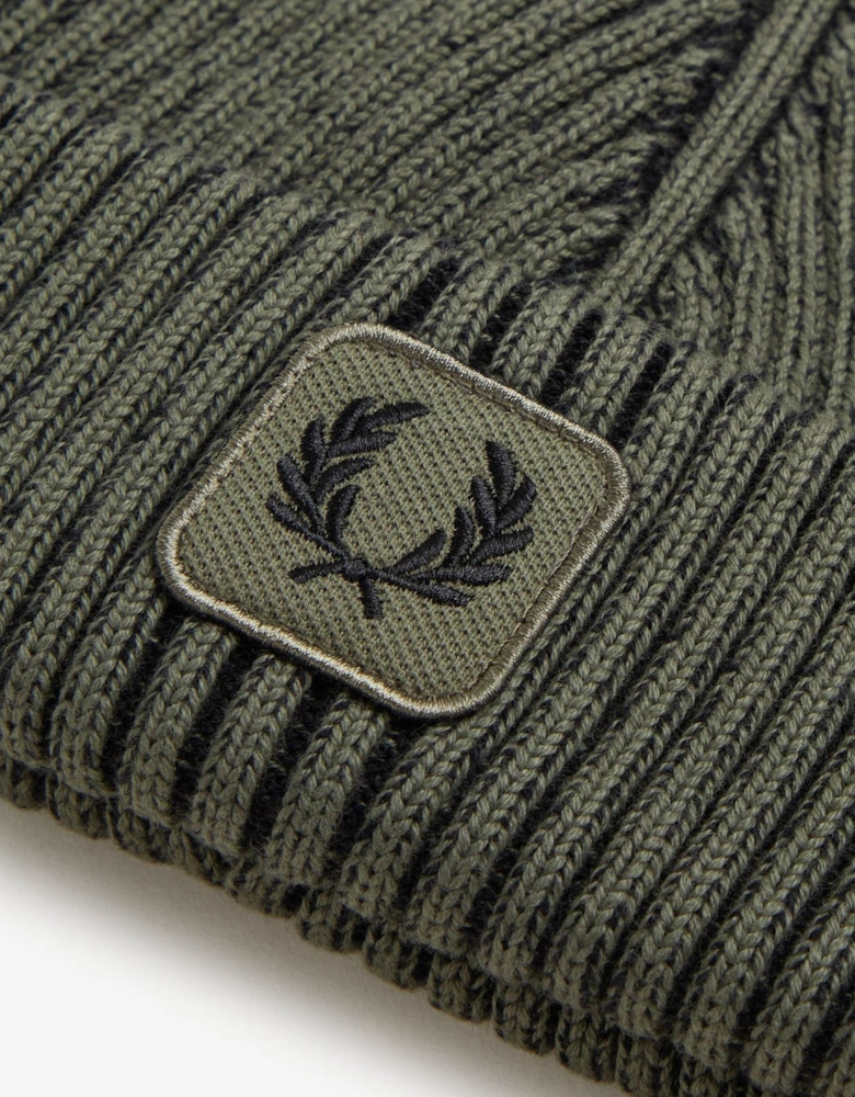 Mens Cotton Ribbed Beanie - Laurel Wreath Green/Black Z50