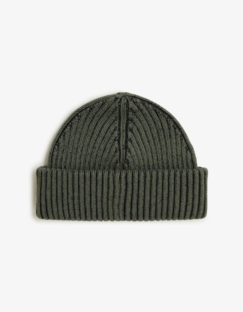 Mens Cotton Ribbed Beanie - Laurel Wreath Green/Black Z50