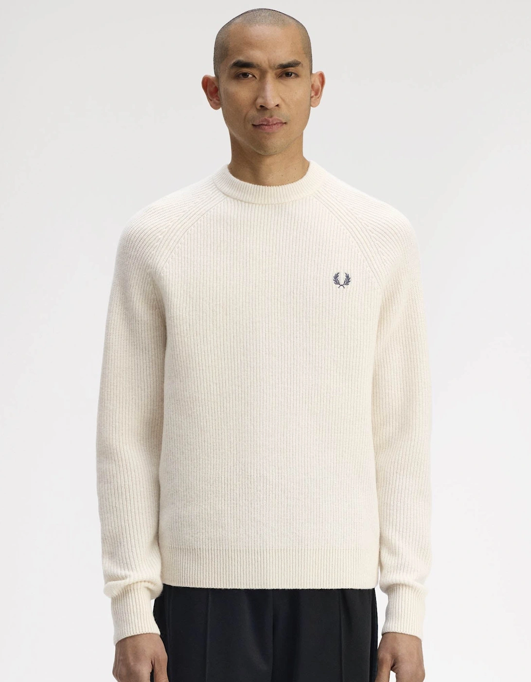 Mens Lambswool Raglan Jumper - Ecru 560, 6 of 5