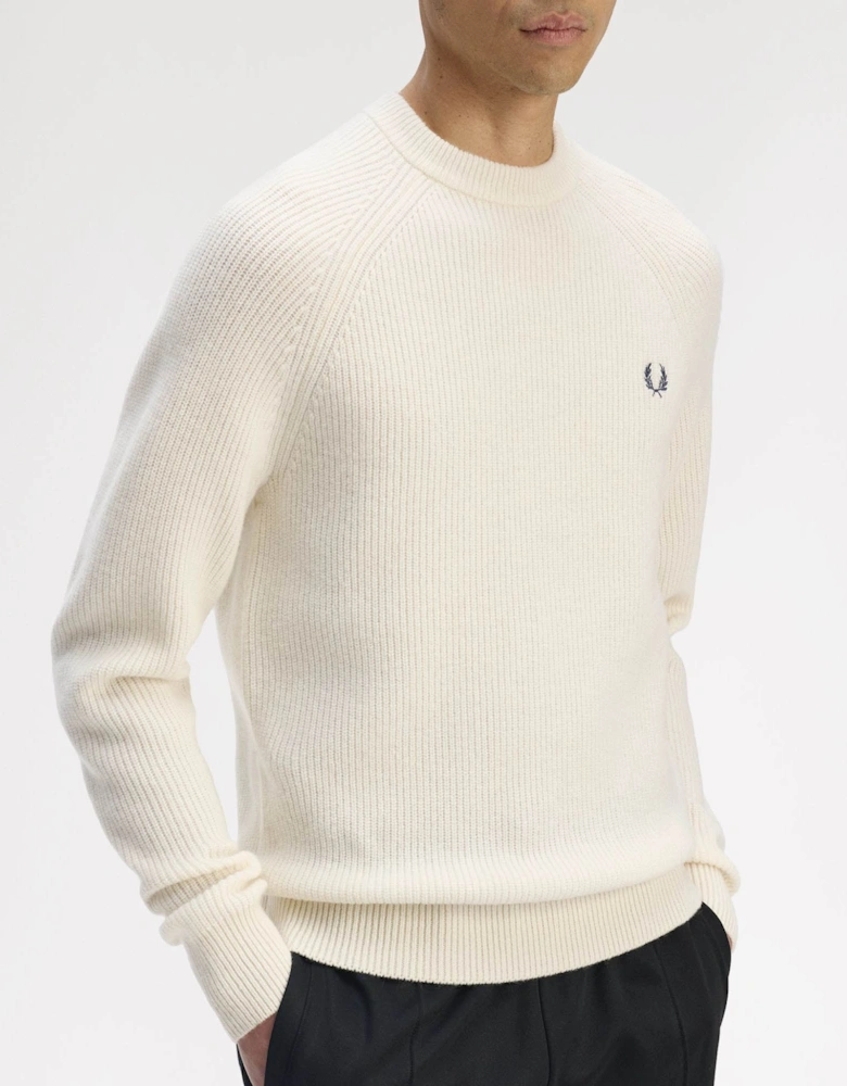 Mens Lambswool Raglan Jumper - Ecru 560
