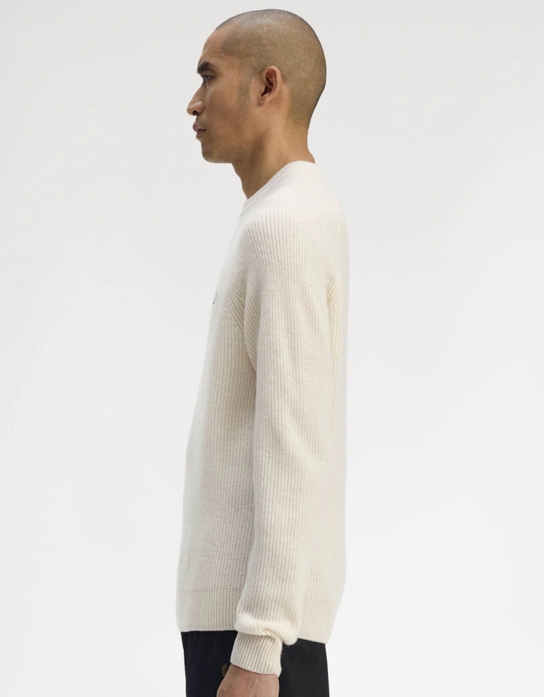 Mens Lambswool Raglan Jumper - Ecru 560