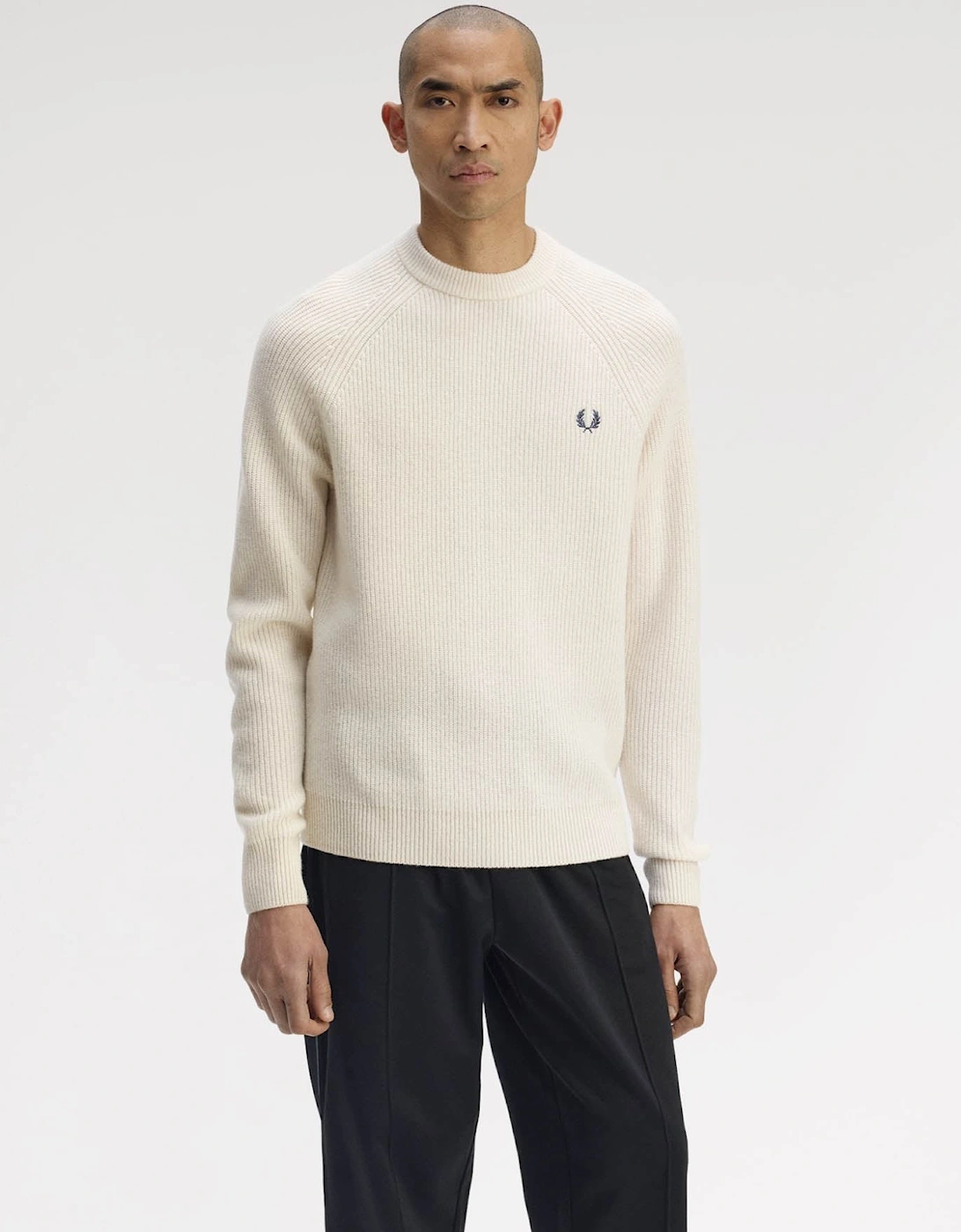 Mens Lambswool Raglan Jumper - Ecru 560