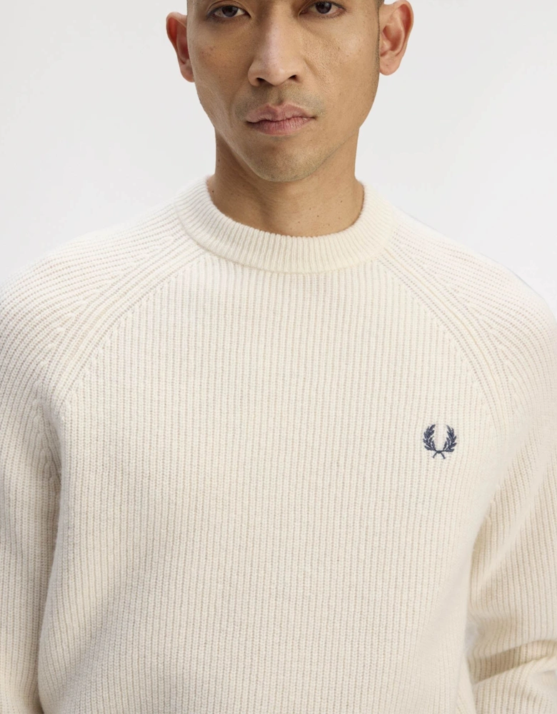 Mens Lambswool Raglan Jumper - Ecru 560