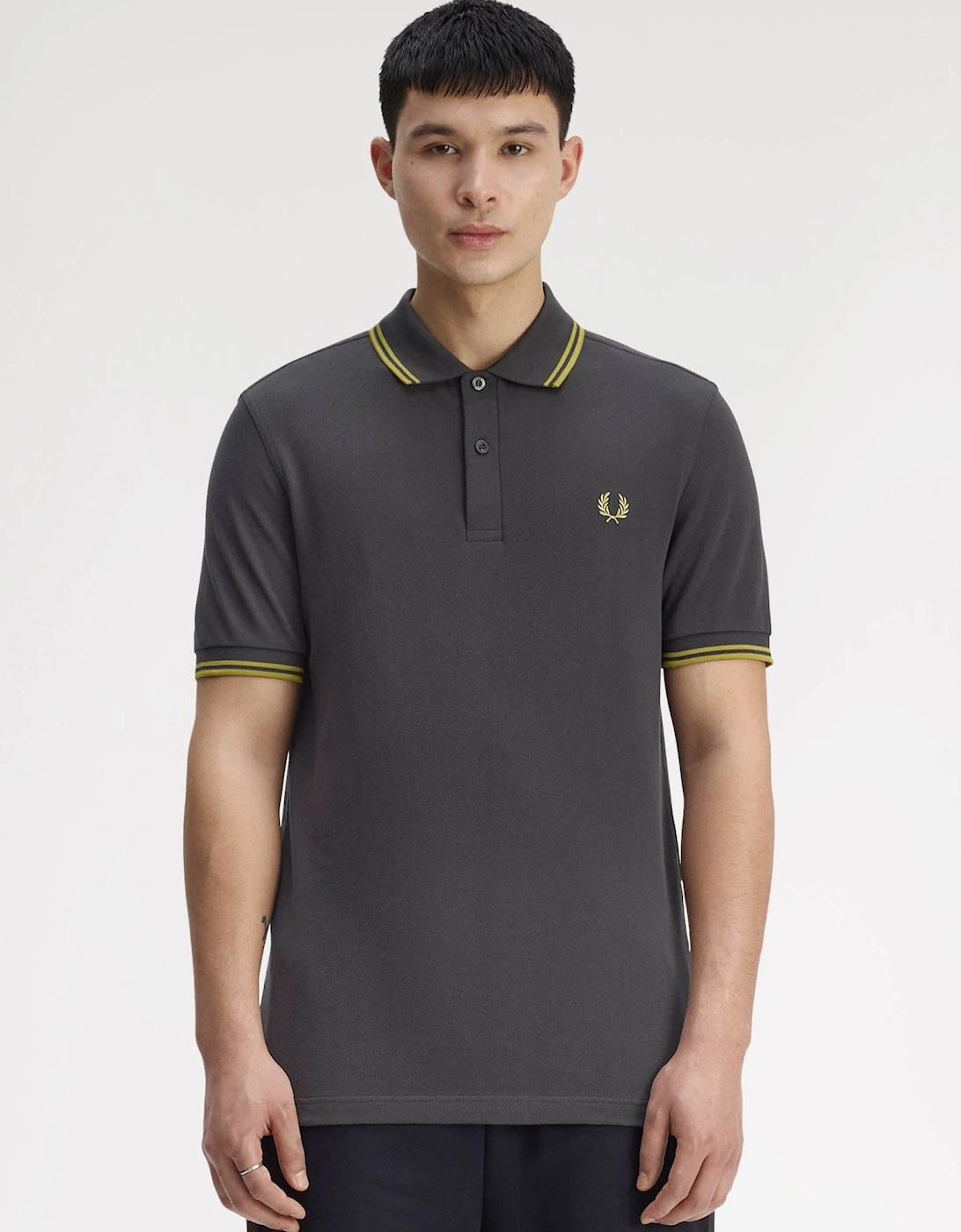 Mens Twin Tipped Signature Polo Shirt - Anchor Grey/Tennis Ball Yellow 58A, 6 of 5