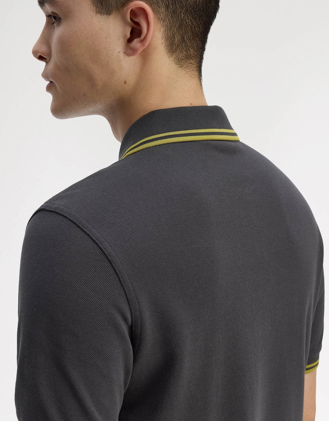 Mens Twin Tipped Signature Polo Shirt - Anchor Grey/Tennis Ball Yellow 58A