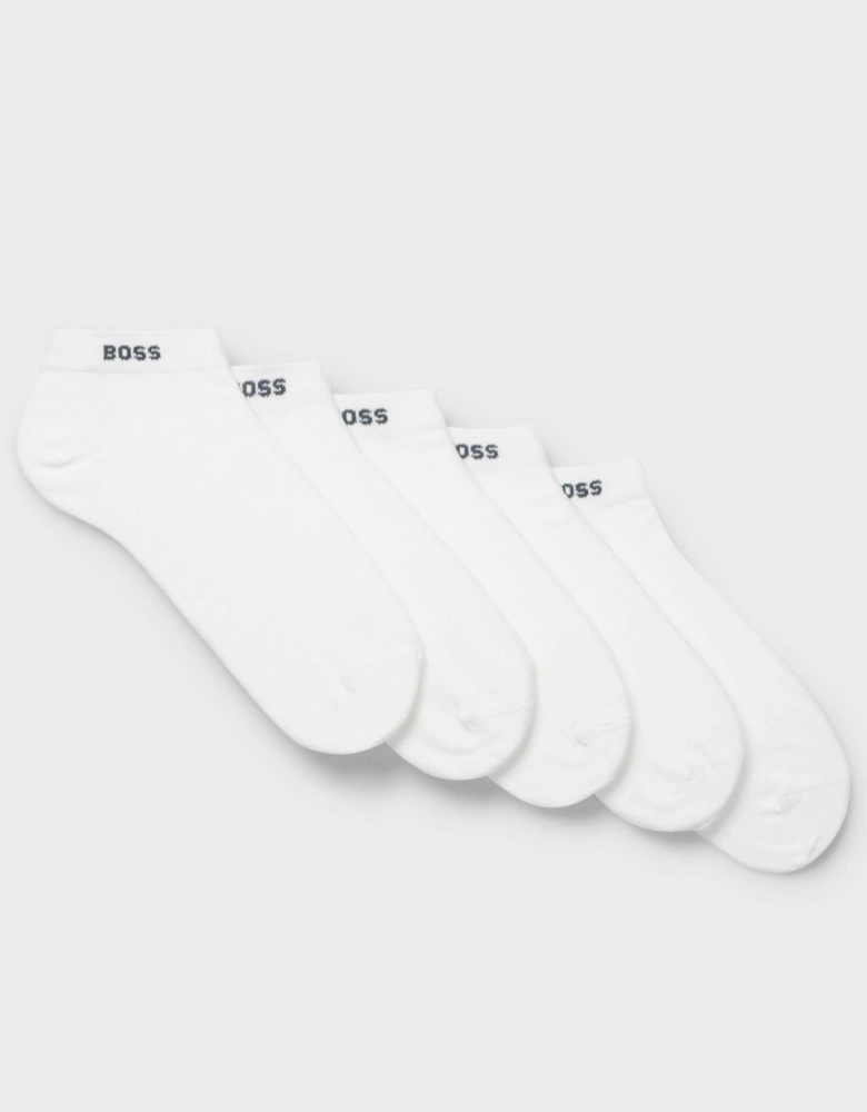 BOSS Orange 5-Pack Mens Cotton-Blend Ankle Socks - White 100