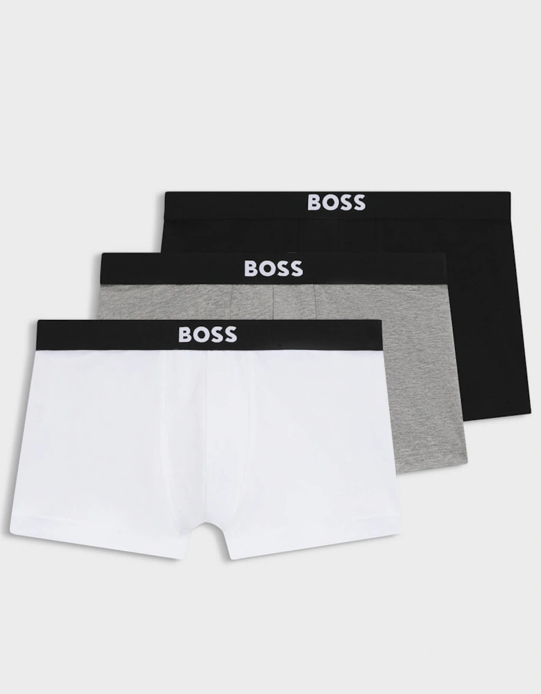 BOSS Orange 3-Pack Mens Stretch-Cotton Trunks with Logo Waistbands - White/Grey/Black 999