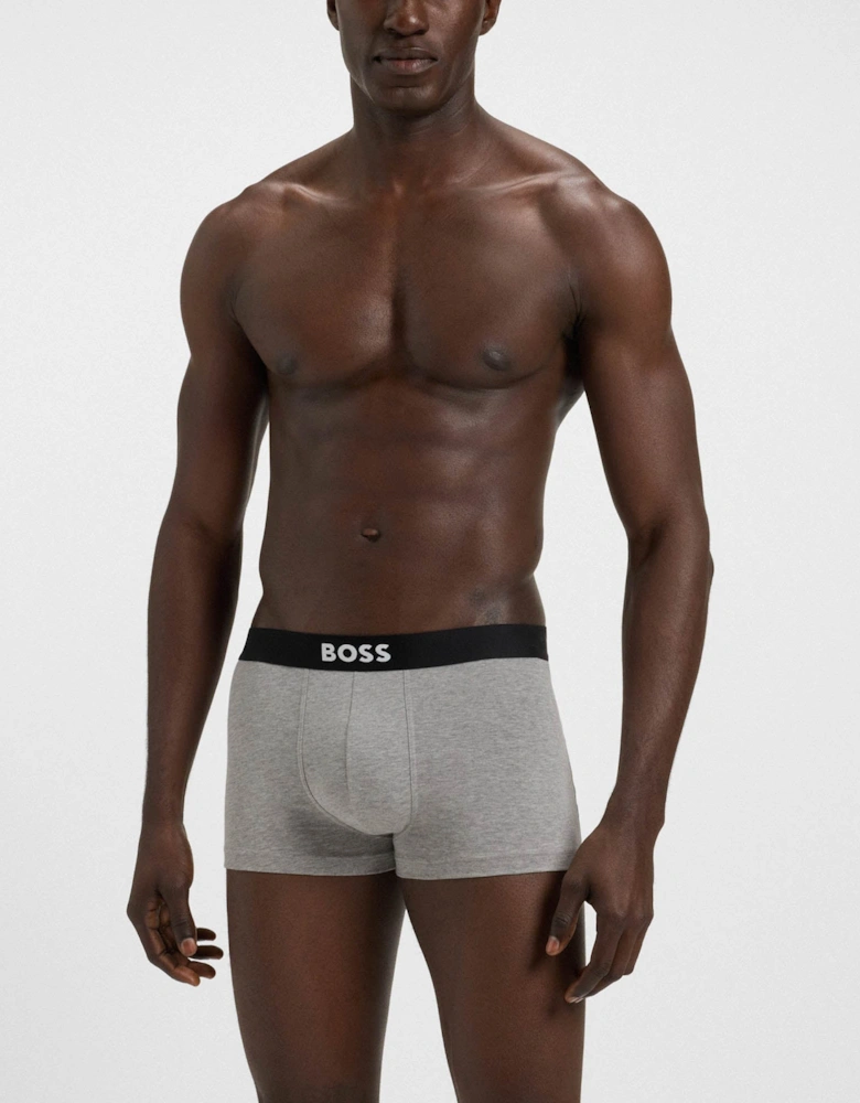 BOSS Orange 3-Pack Mens Stretch-Cotton Trunks with Logo Waistbands - White/Grey/Black 999