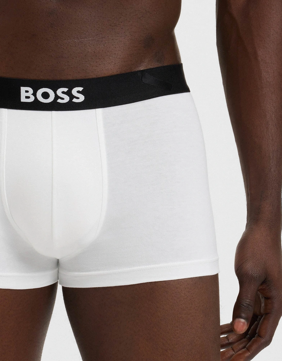 BOSS Orange 3-Pack Mens Stretch-Cotton Trunks with Logo Waistbands - White/Grey/Black 999