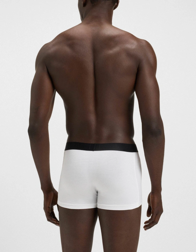 BOSS Orange 3-Pack Mens Stretch-Cotton Trunks with Logo Waistbands - White/Grey/Black 999