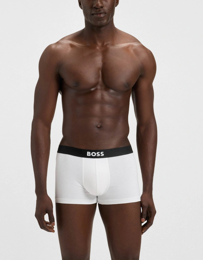 BOSS Orange 3-Pack Mens Stretch-Cotton Trunks with Logo Waistbands - White/Grey/Black 999