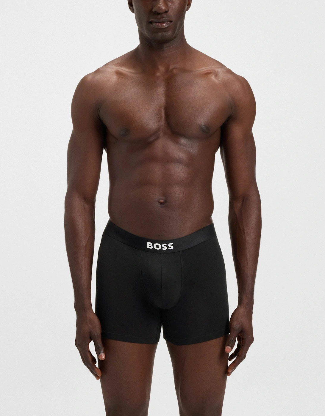 BOSS Orange 3-Pack Mens Stretch Cotton Boxer Briefs - Black 001
