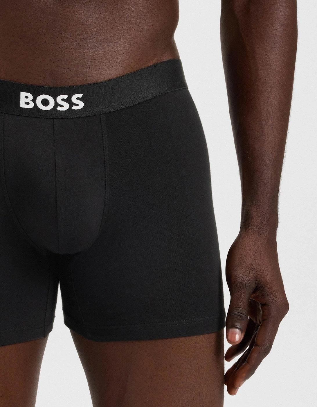 BOSS Orange 3-Pack Mens Stretch Cotton Boxer Briefs - Black 001