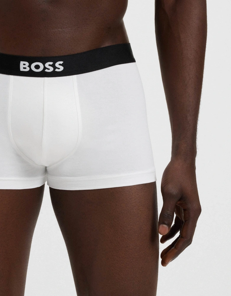 BOSS Orange 3-Pack Mens Stretch-Cotton Trunks with Logo Waistbands - White 100