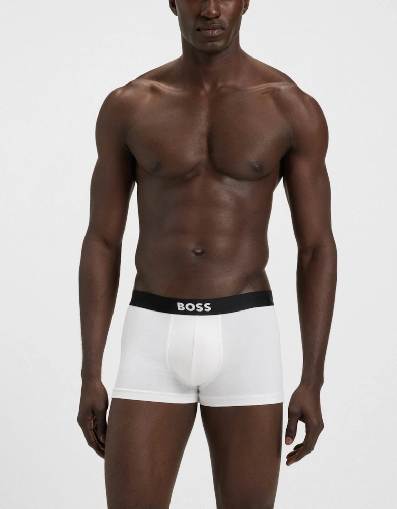 BOSS Orange 3-Pack Mens Stretch-Cotton Trunks with Logo Waistbands - White 100