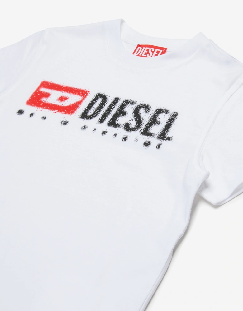 Boys Logo Print T-Shirt in White