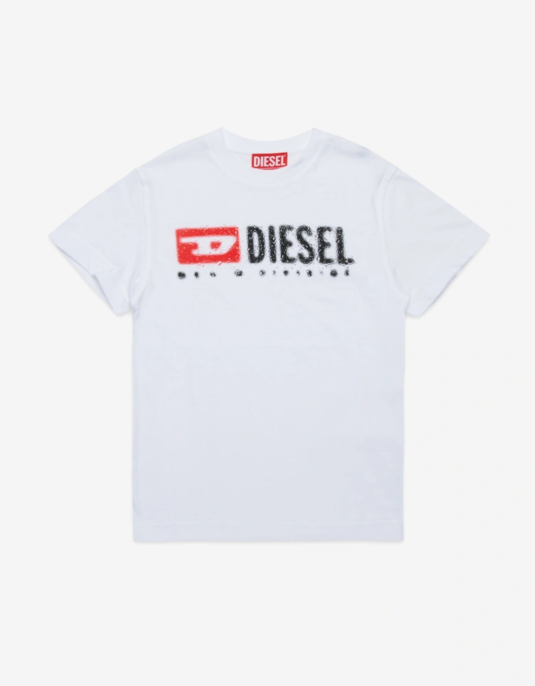 Boys Logo Print T-Shirt in White
