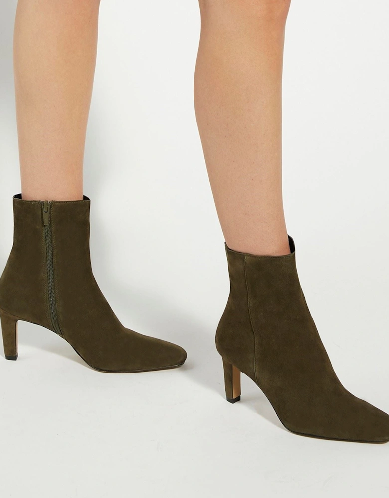 Dune Ovation Suede Women's Khaki Heeled Ankle Boots
