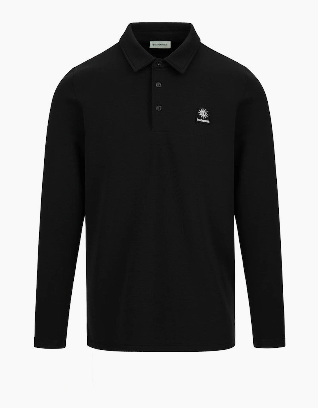 Men's Sandbanks LS Self Collar Polo Shirt Black - Size: 42