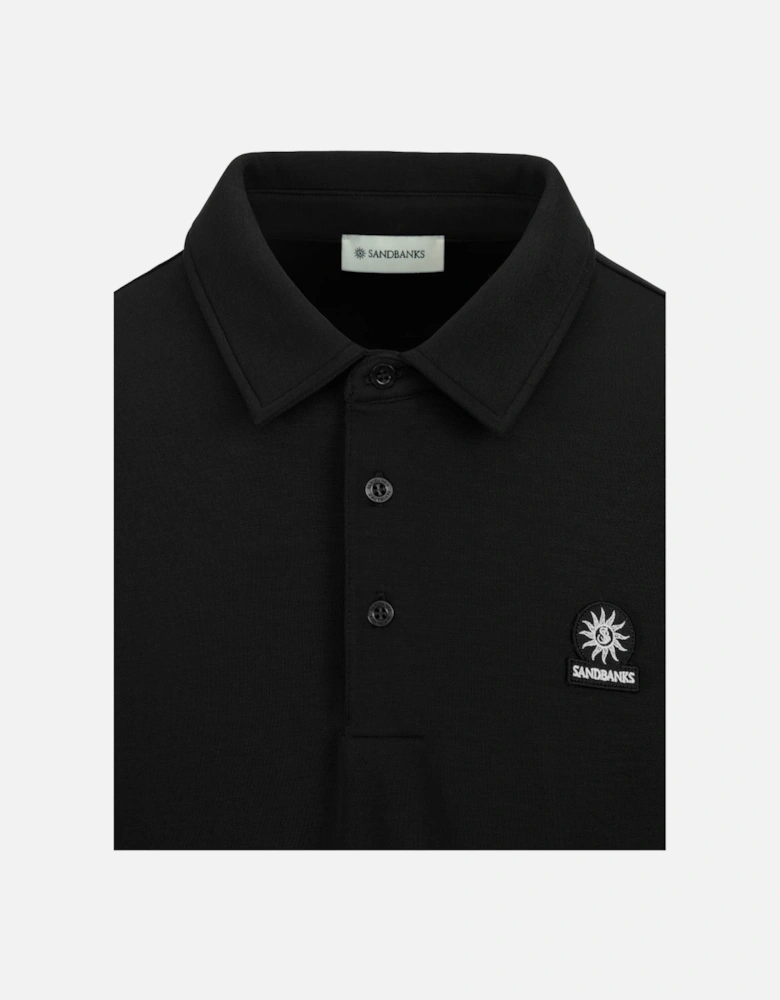LS Self Collar Polo Shirt Black