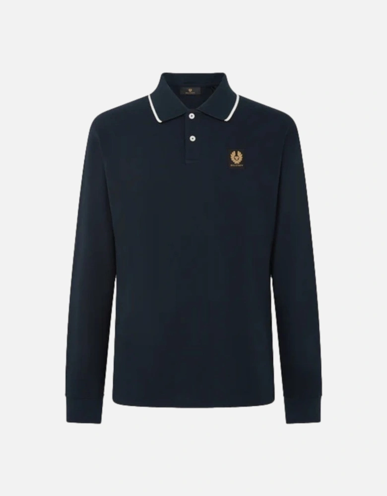 Tipped Long Sleeved Polo Shirt Dark Ink