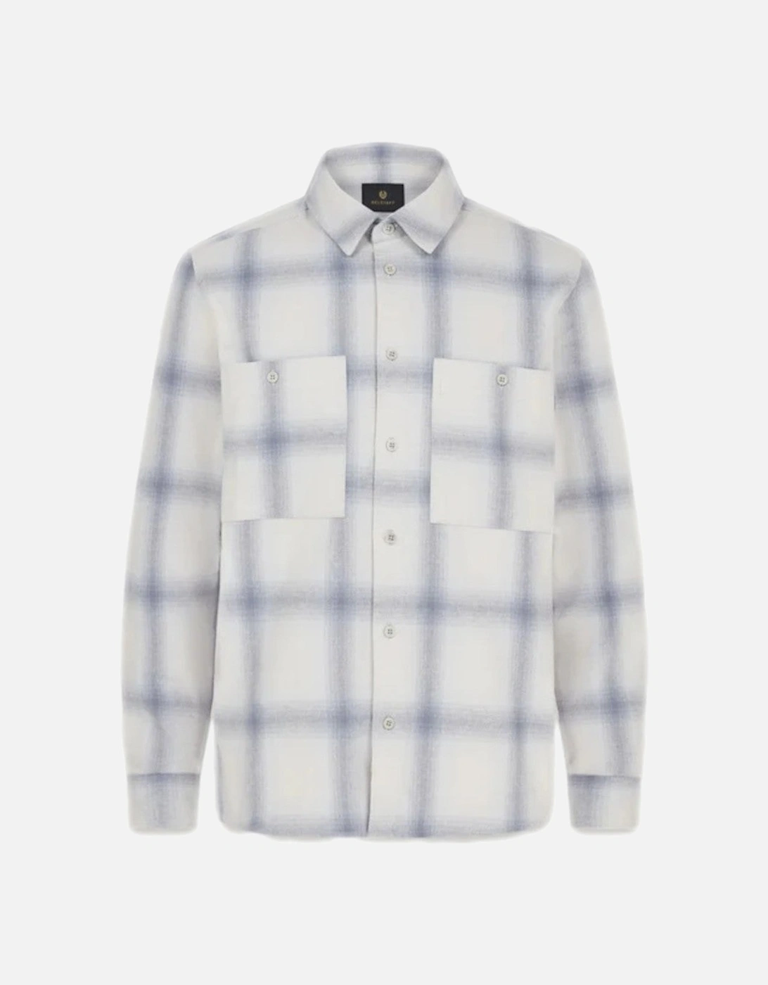 Men's Belstaff Outpost Flannel Shirt Silver Birch/Quarry Blue/Line Blue - White - Size: 40/Regular