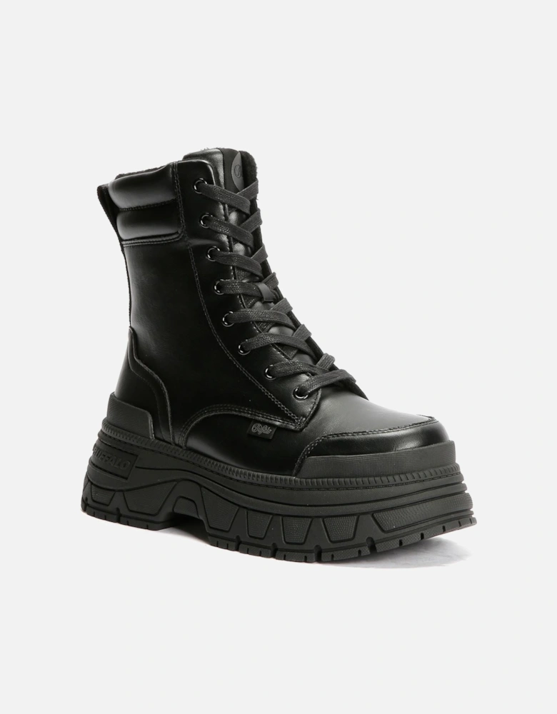 Fusion Lace Up Mid Women's Black Boots