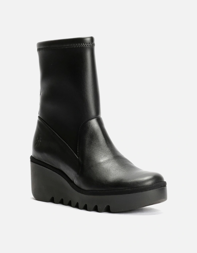 Boik Wedge Stretch Leather Women's Black Boots