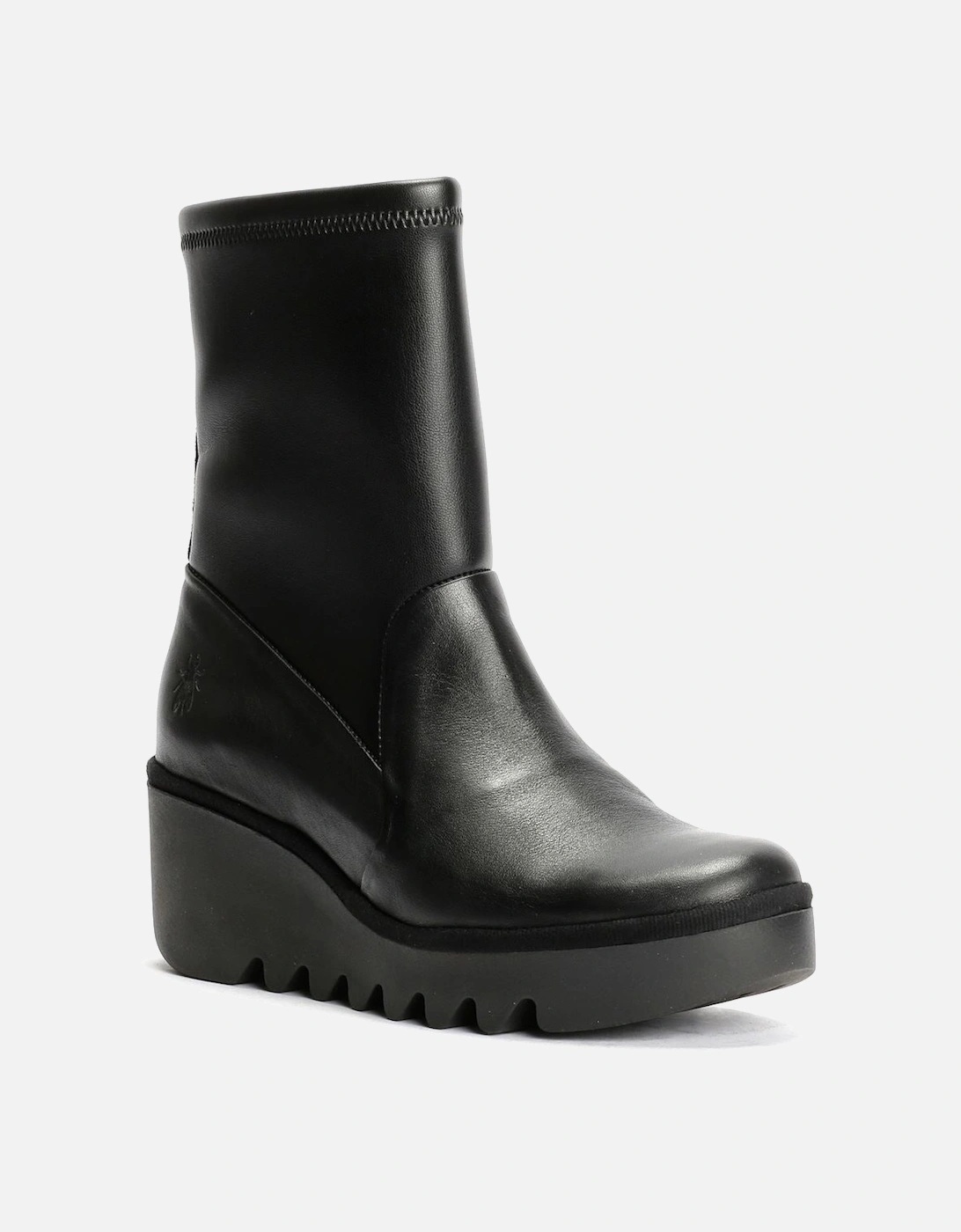 Boik Wedge Stretch Leather Women's Black Boots