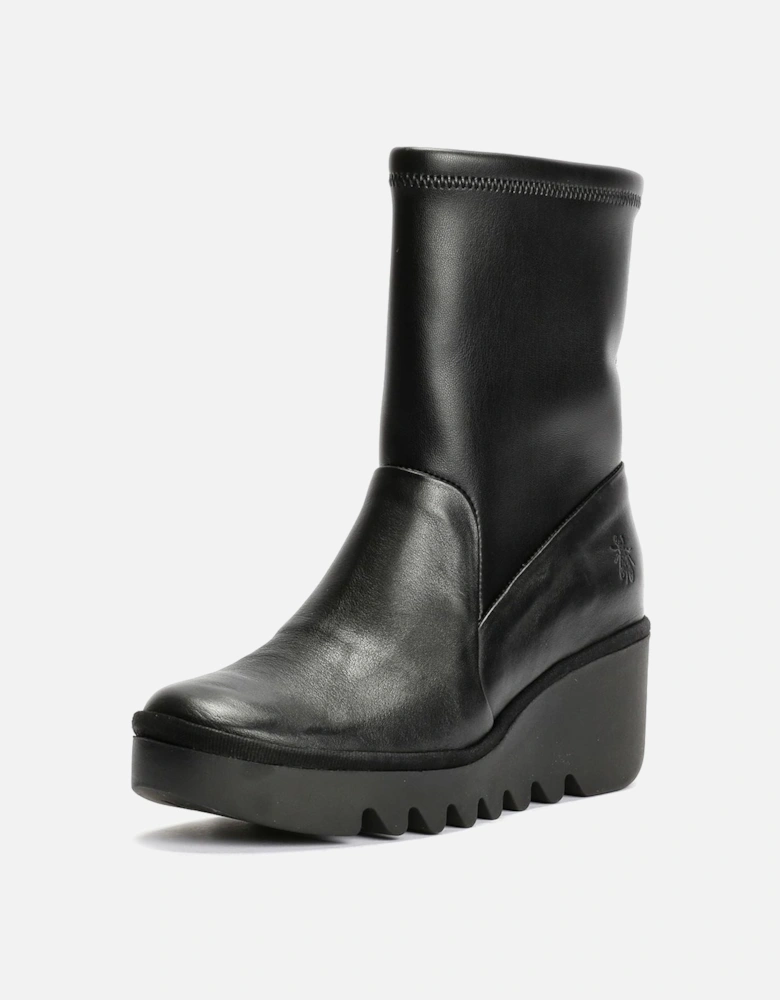 Boik Wedge Stretch Leather Women's Black Boots