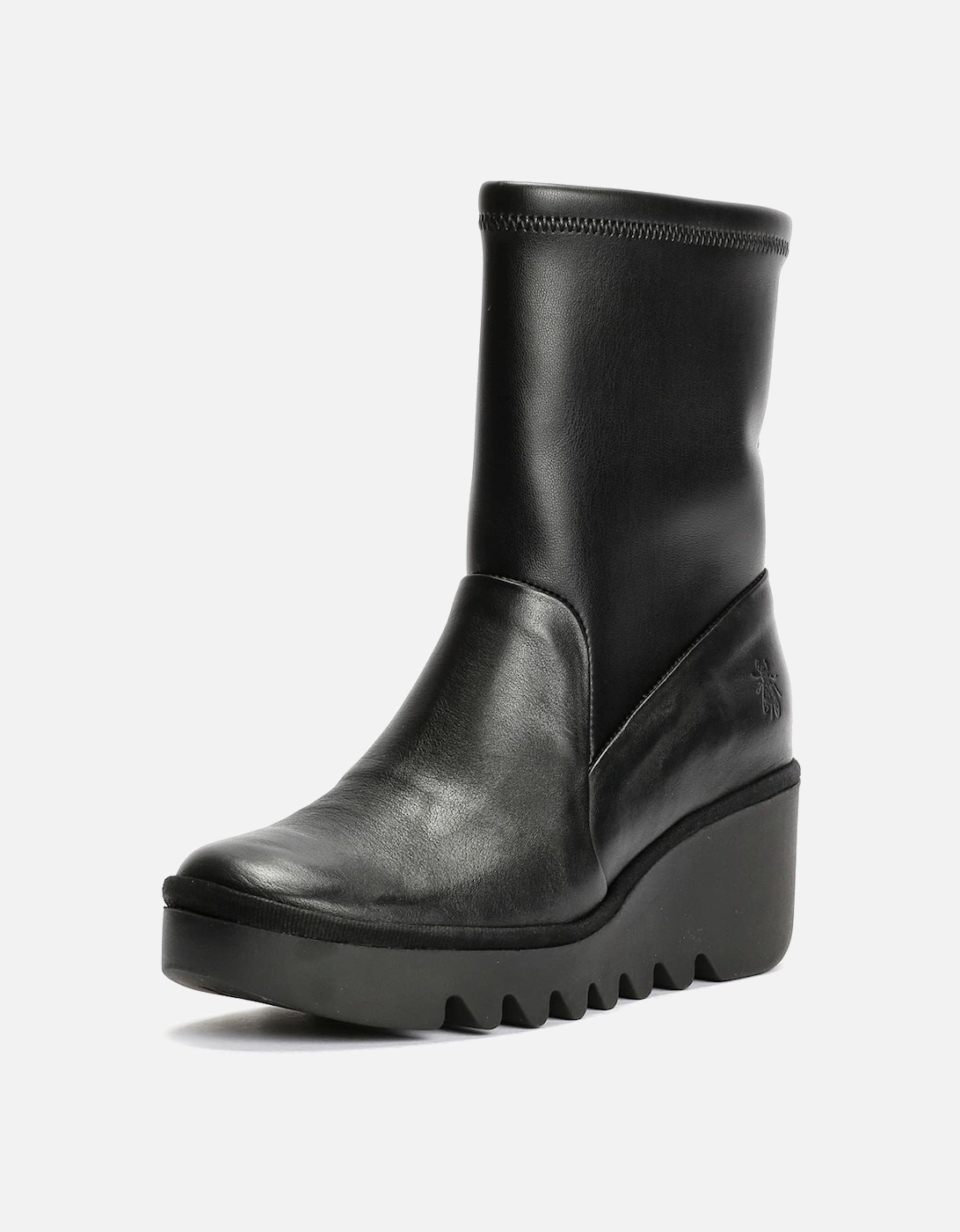 Boik Wedge Stretch Leather Women's Black Boots