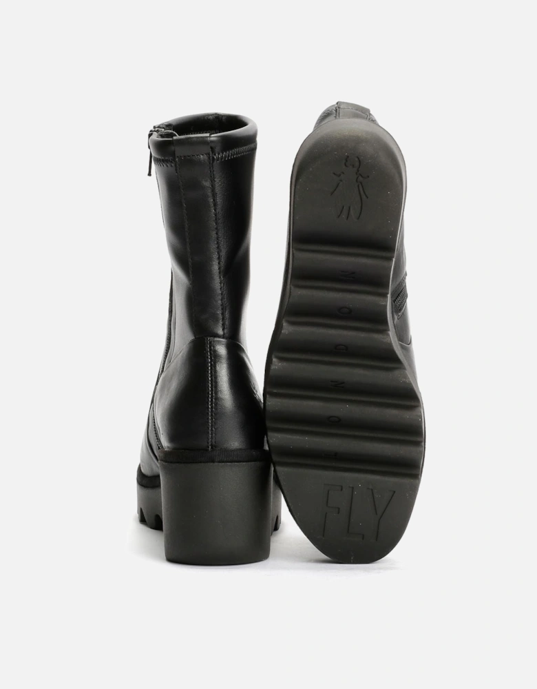 Boik Wedge Stretch Leather Women's Black Boots