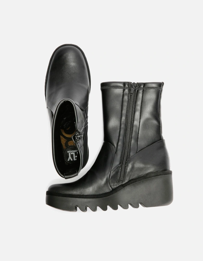 Boik Wedge Stretch Leather Women's Black Boots