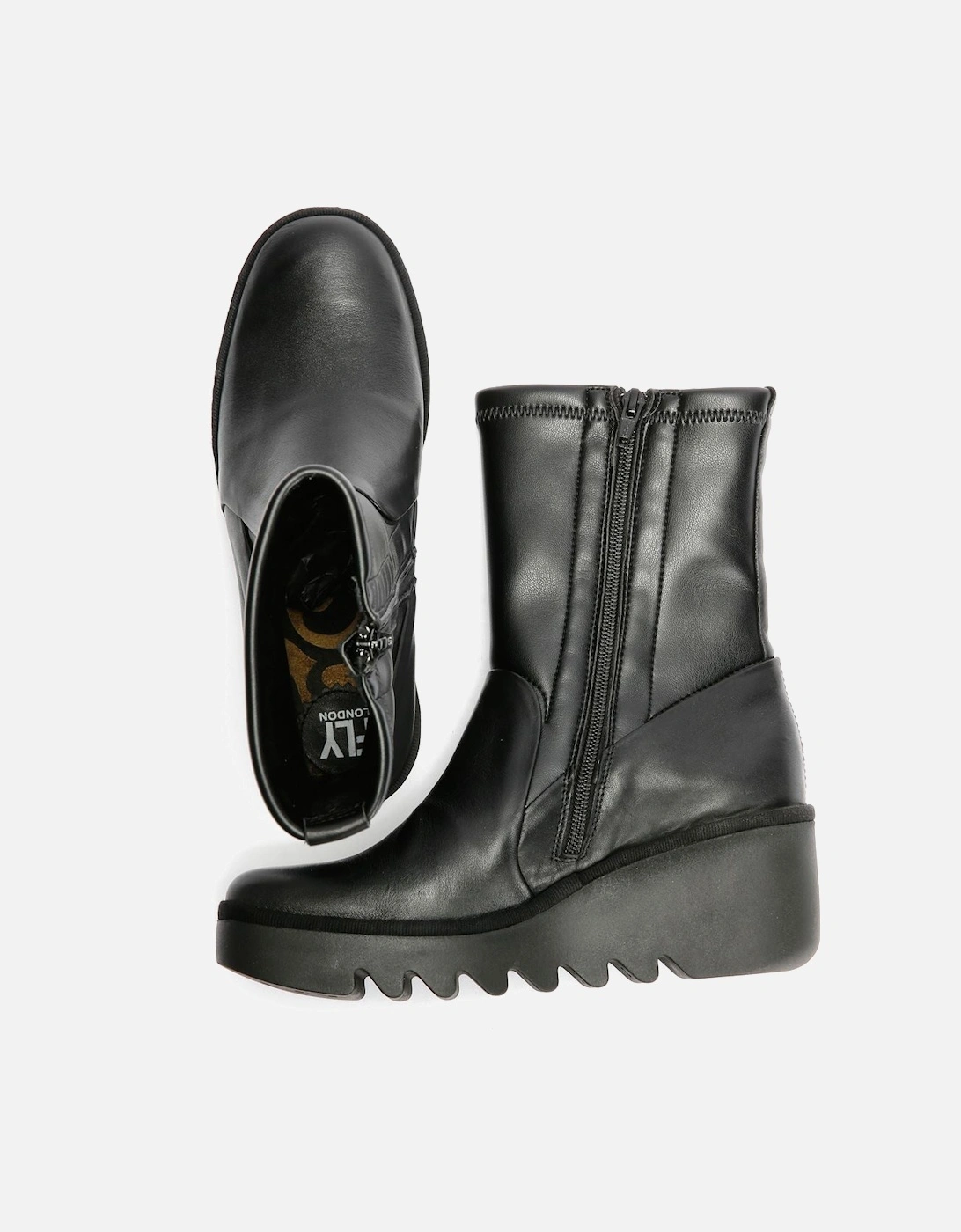 Boik Wedge Stretch Leather Women's Black Boots