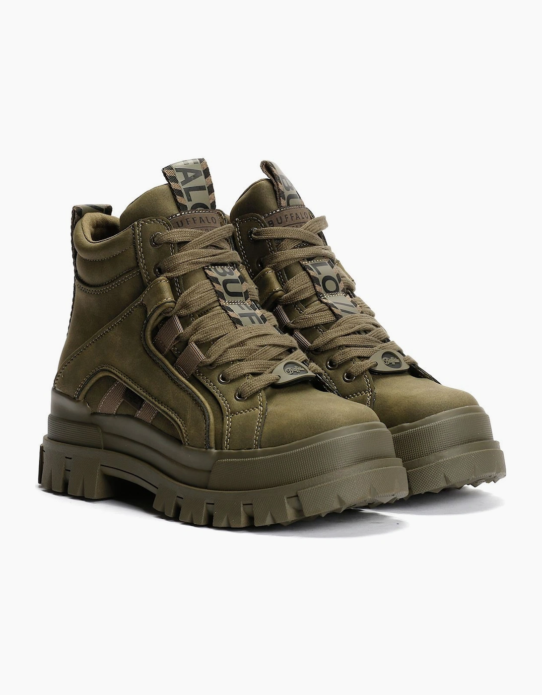 Women's Buffalo Aspha NC Mid Women's Khaki Boots - Green - Size: 6.5