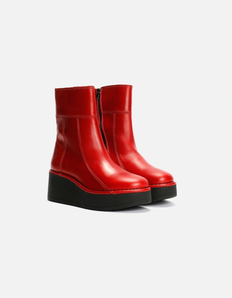 Hann Wedge Leather Women's Red Boots