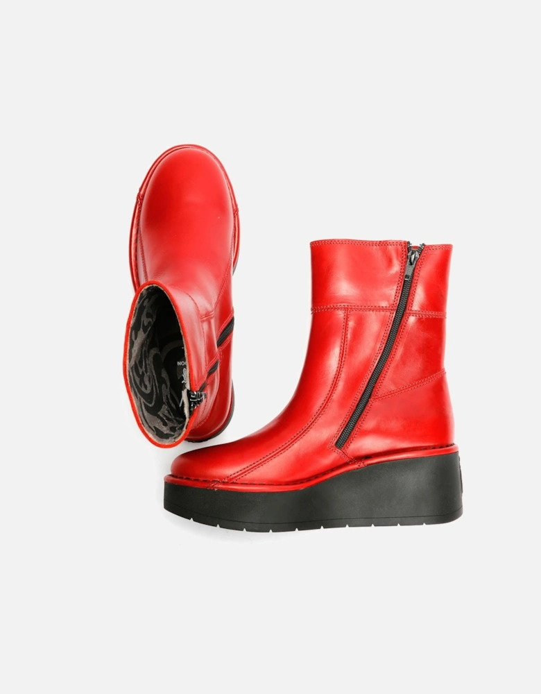 Hann Wedge Leather Women's Red Boots