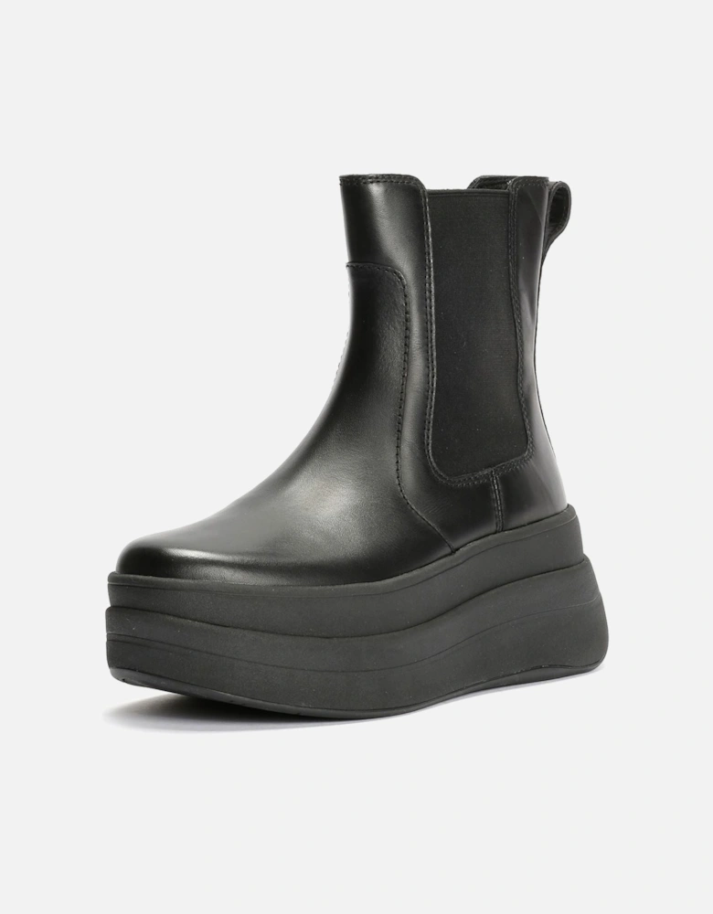 F-Mode Leather Women's Black Boots