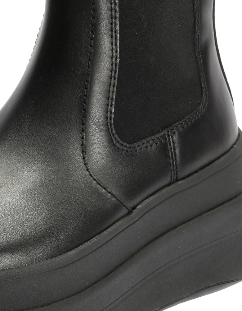 F-Mode Leather Women's Black Boots