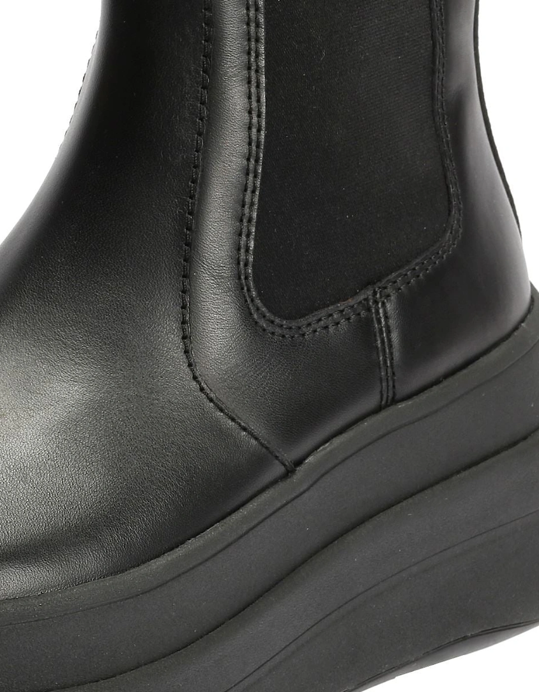 F-Mode Leather Women's Black Boots